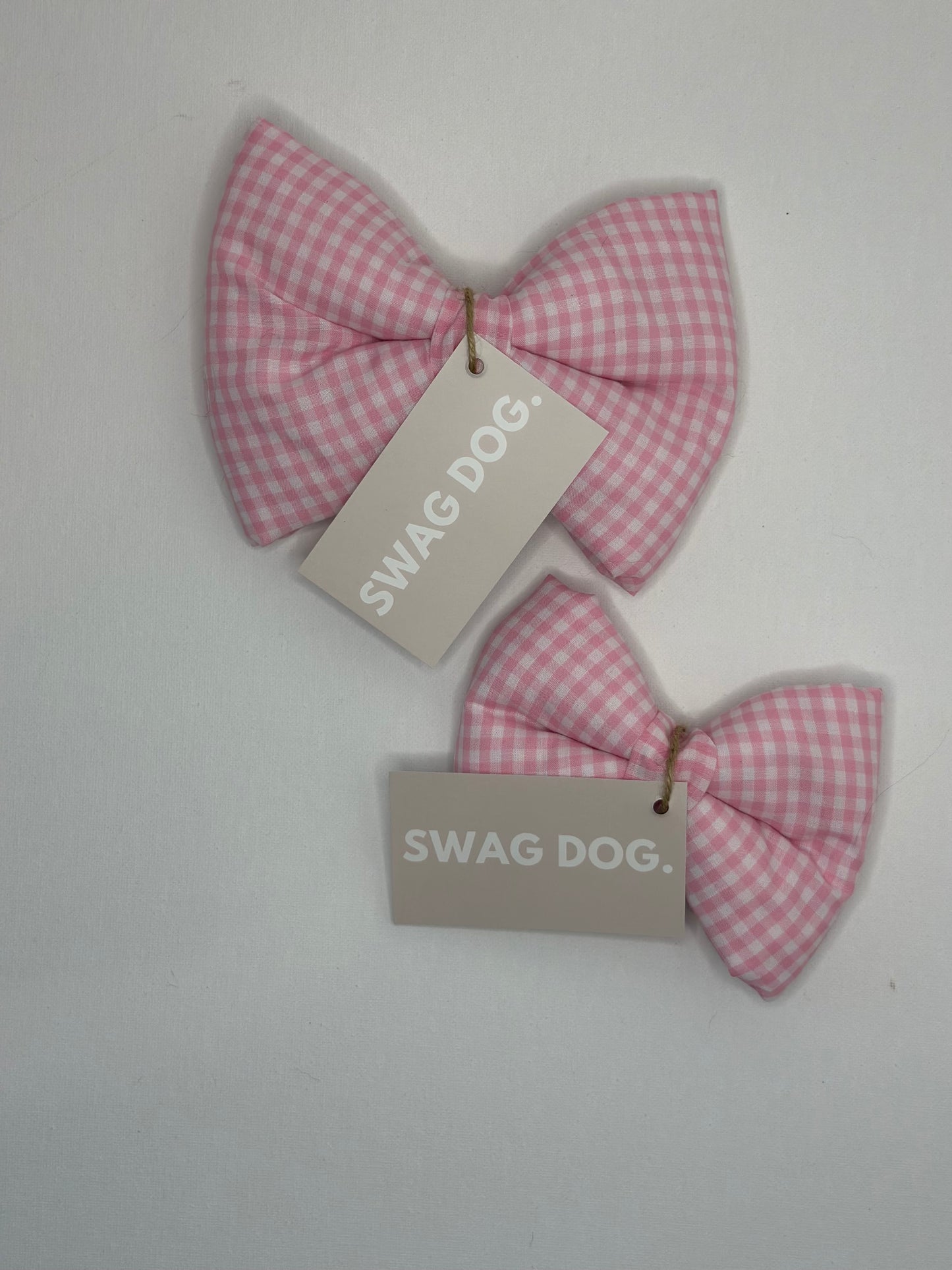Pink Gingham Dog Bow