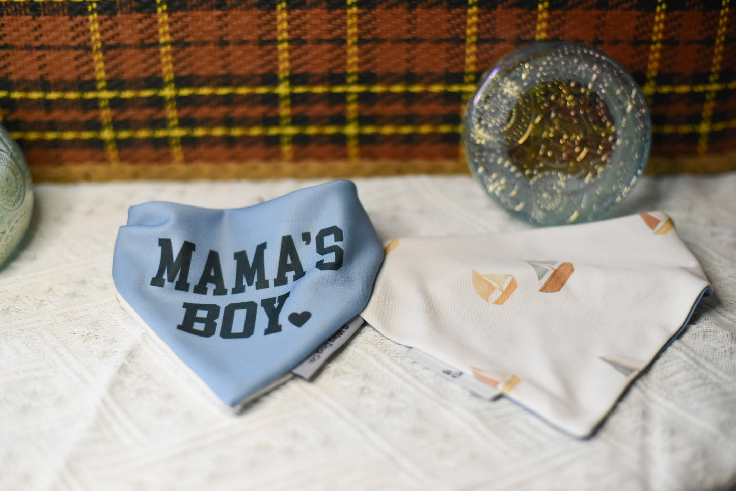 MAMAS BOY and sail boats Reversible Dog Bandana