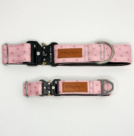 Pink Abstract Nezuko Print Water Resistant Dog Collar