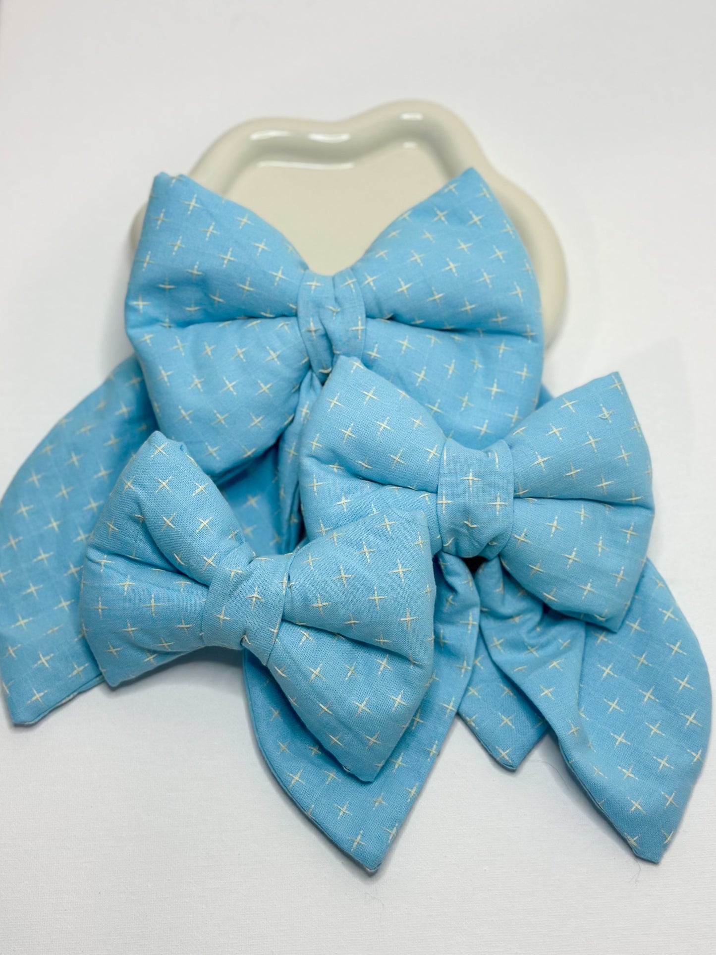 Bright Blue Textured Dog Bow