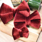 Mistletoe velvet - Over the collar dog bow