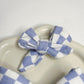 Blue and White Checkered Bow