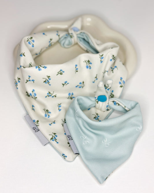 Blue Coquette Floral Reversible Dog Bandana