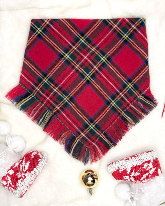 Cranberry Red Plaid Christmas Dog Bandana