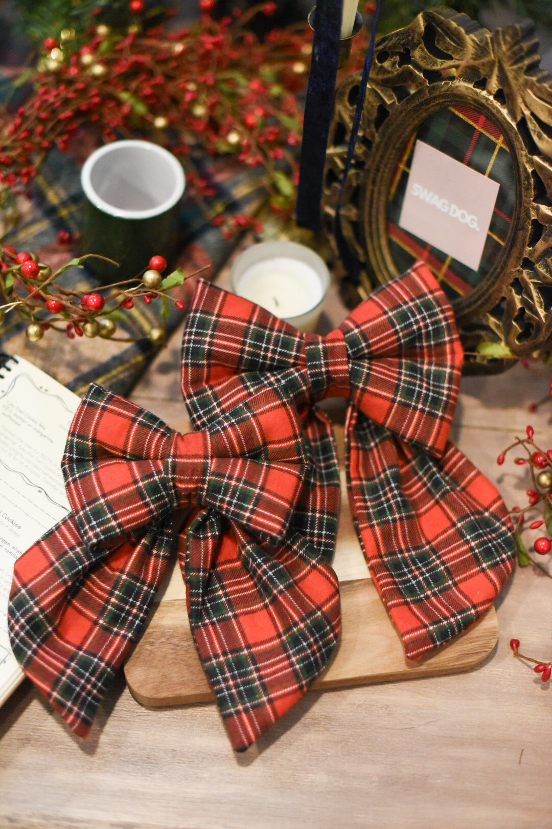 Candy cane twist - Over the collar  dog bow