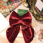 Mistletoe velvet - Over the collar dog bow