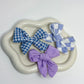 Blue and White Checkered Bow