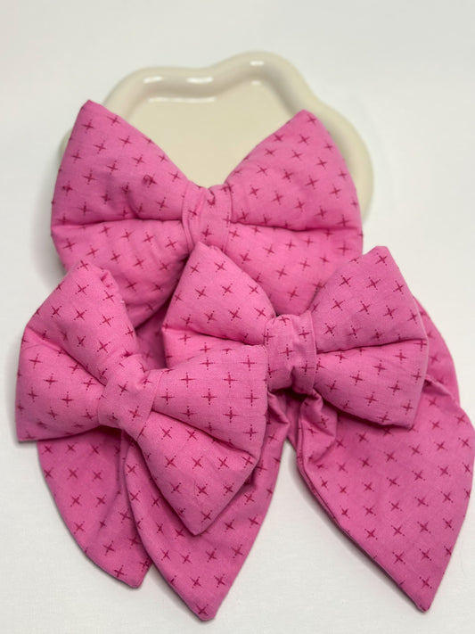 Bright Pink Textured Dog Bow