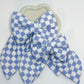 Blue and White Checkered Bow