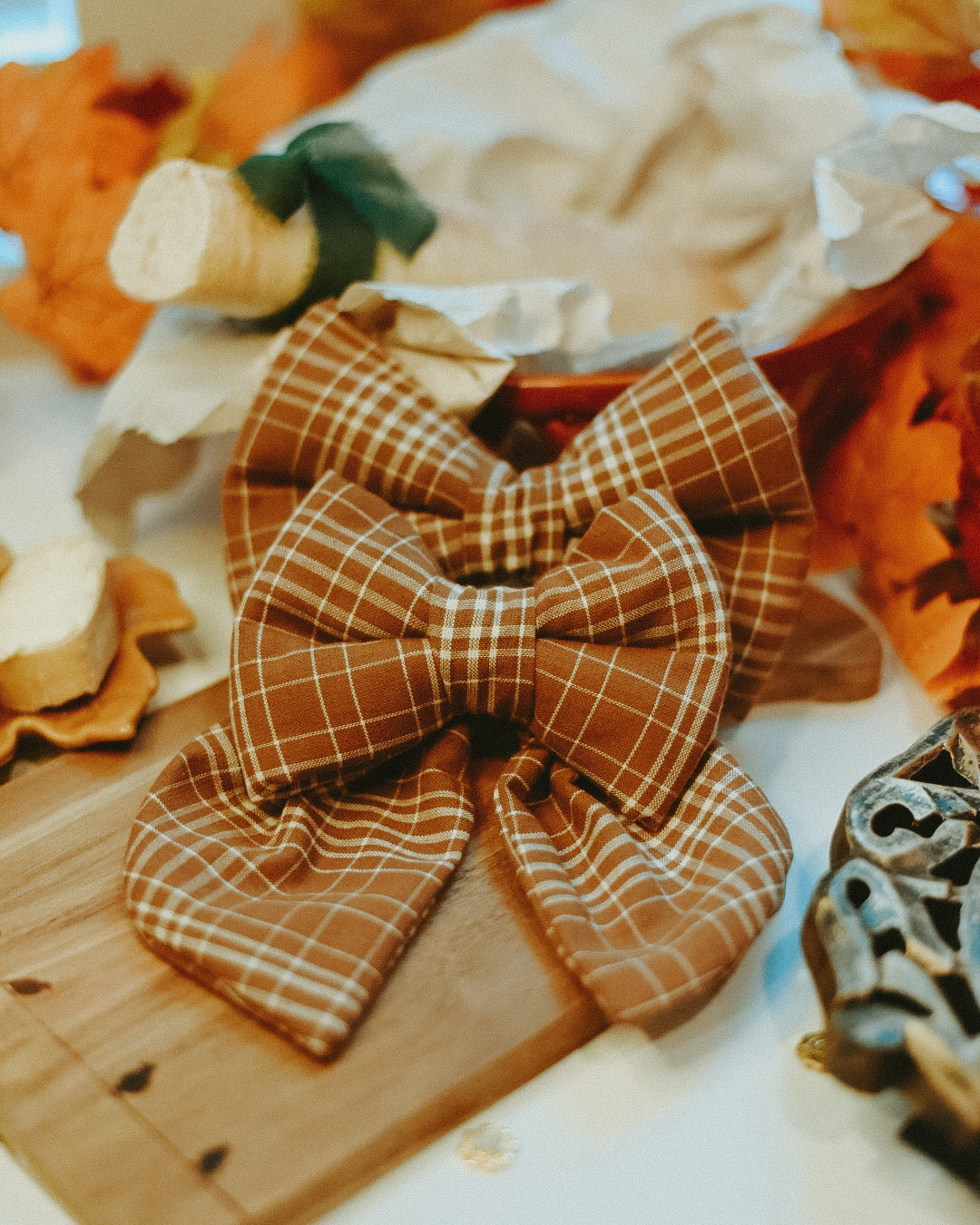 Cider Plaid - Over The Collar Dog Bow