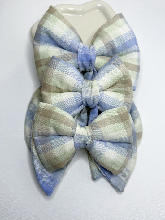 Dapper Blue Plaid Dog Bow