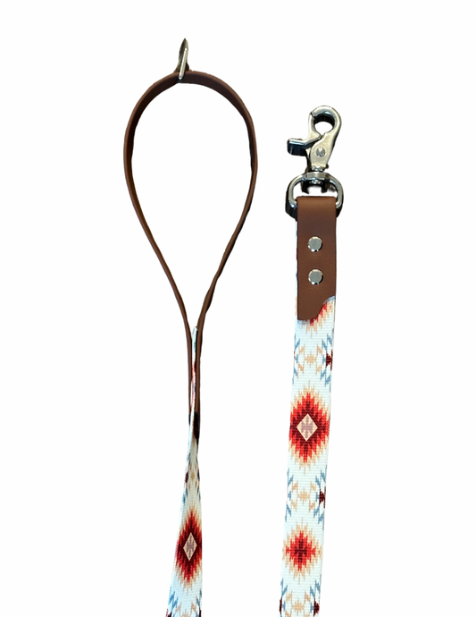 White Aztec Hybrid Biothane Leash