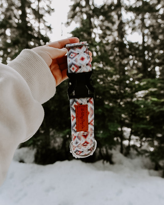 White Aztec Water Resistant Dog Collar