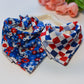 Cooling and Reversible Floral and checkers Patriotic Dog Bandana