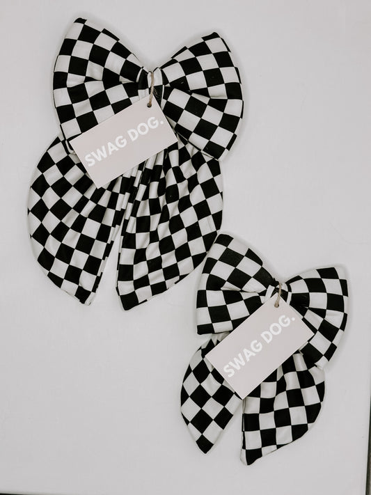 Black and white Checkered Bow