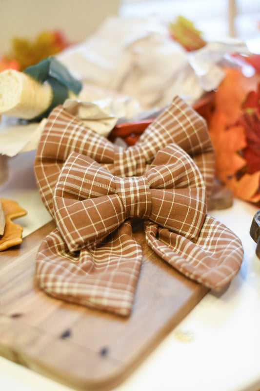 Cider Plaid - Over The Collar Dog Bow