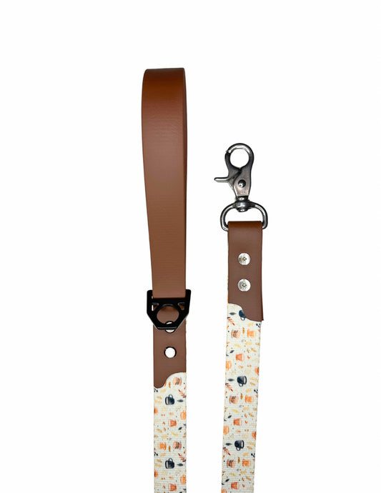 Fall/Coffee Cups Hybrid Biothane Leash